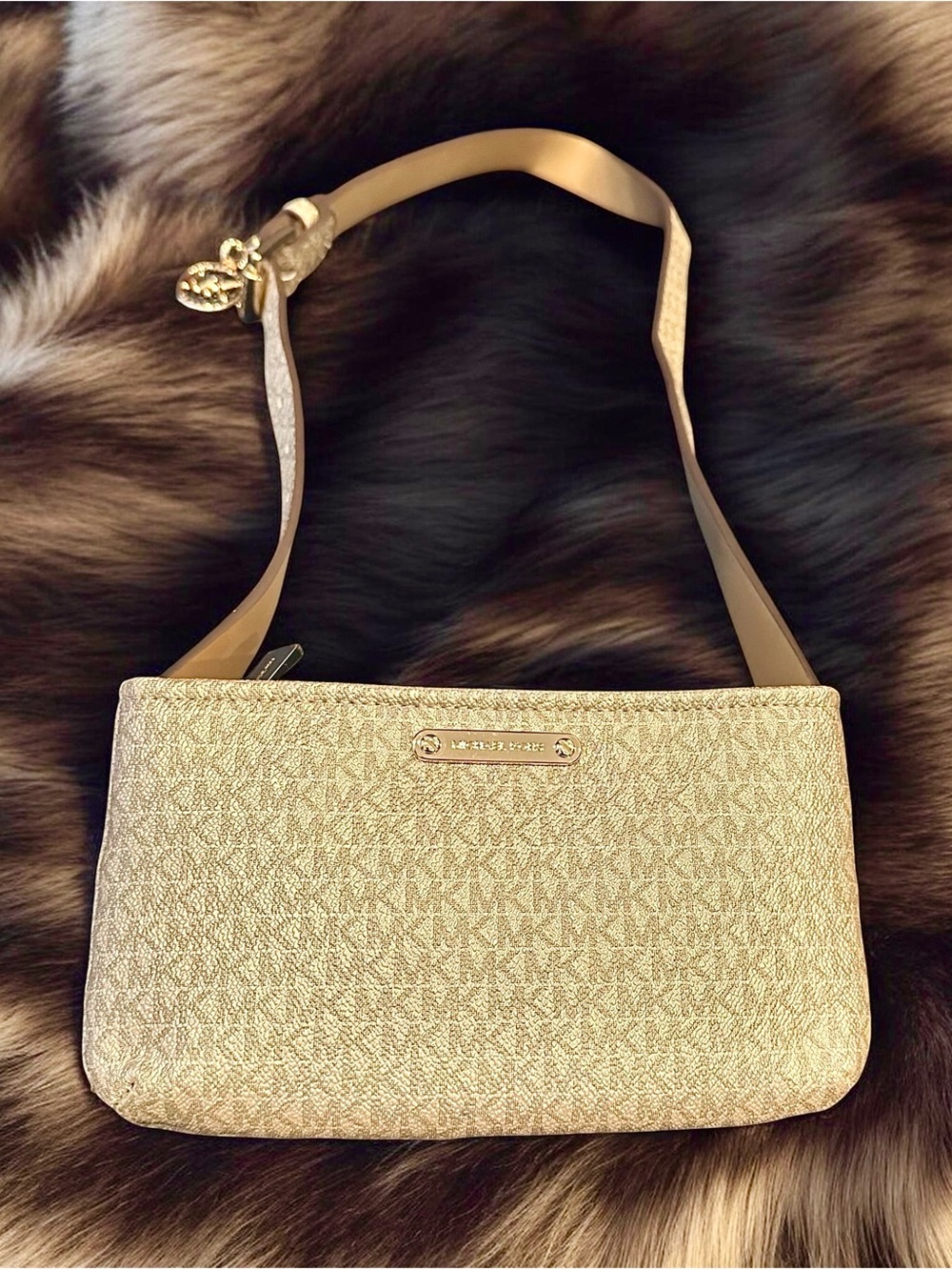 🆕 NWT Michael Kors Gold Logo Belt Bag Fanny Pack Size L/XL with Box